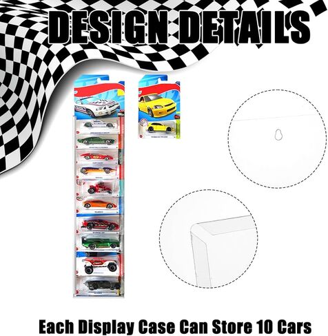 12 Pack Clear Display Case for Packaged Model Cars Toy Car Storage Organizer Wall Mount-Holds up to 120 Cars Model Car Display Cases Display Shelf Rack Compatible with Hot Wheels, 16.7"x4.4" in Kuwait