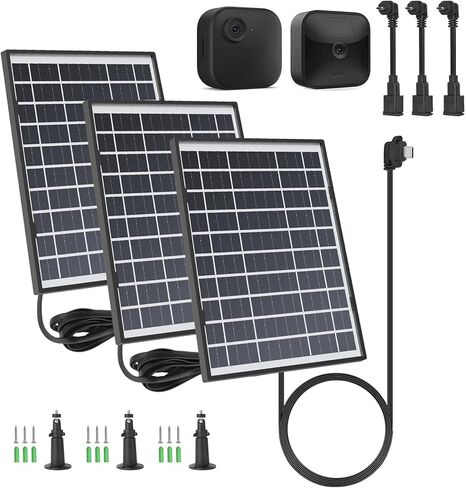 لوحة شمسية iTODOS مكونة من 3 قطع متوافقة مع Blink Outdoor 4 (الجيل الرابع)/Blink Outdoor (الجيل الثالث) XT3 وكاميرا Blink XT/XT2، وكابل طاقة خارجي بطول 11.8 قدمًا وحامل قابل للتعديل، وسبائك ألومنيوم متينة (أسود) in Kuwait