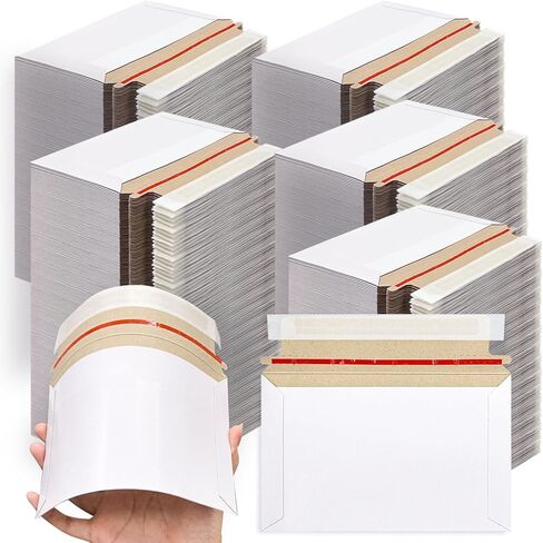 500 Pack 6.5 x 4.5 Inch Rigid Mailers Self Seal Cardboard Protective Flat Card Shipping Envelopes Bulk for Document CD Photo White in Saudi Arabia