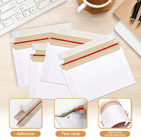 500 Pack 6.5 x 4.5 Inch Rigid Mailers Self Seal Cardboard Protective Flat Card Shipping Envelopes Bulk for Document CD Photo White in Saudi Arabia