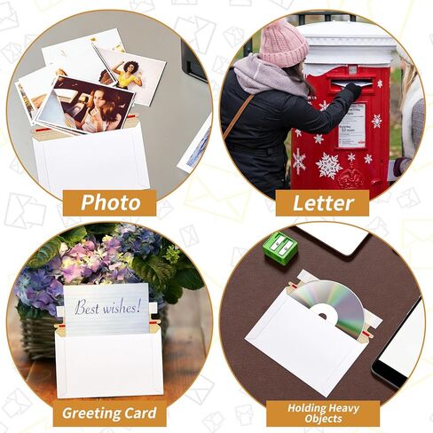 500 Pack 6.5 x 4.5 Inch Rigid Mailers Self Seal Cardboard Protective Flat Card Shipping Envelopes Bulk for Document CD Photo White in Saudi Arabia