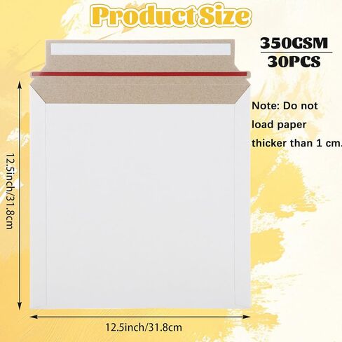 30PCS Rigid Mailers 12.5x12.5 Inch Self Seal Cardboard Mailer Square Photo Document Mailers White Cardboard Envelopes for Vinyl Records & Art Prints in Kuwait