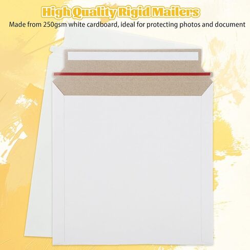 30PCS Rigid Mailers 12.5x12.5 Inch Self Seal Cardboard Mailer Square Photo Document Mailers White Cardboard Envelopes for Vinyl Records & Art Prints in Kuwait