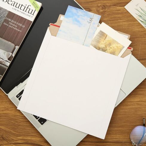 30PCS Rigid Mailers 12.5x12.5 Inch Self Seal Cardboard Mailer Square Photo Document Mailers White Cardboard Envelopes for Vinyl Records & Art Prints in Kuwait