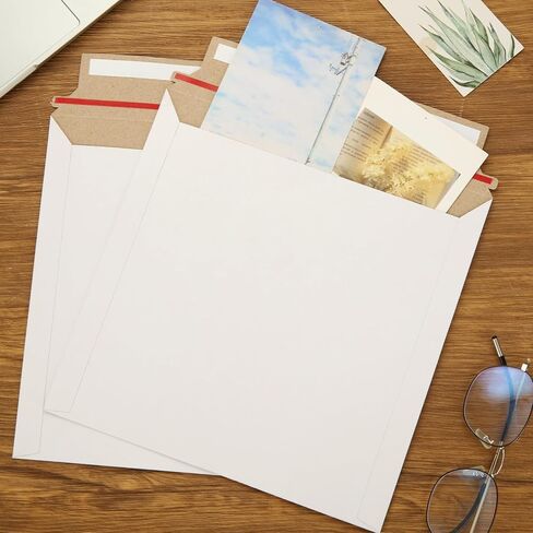 30PCS Rigid Mailers 12.5x12.5 Inch Self Seal Cardboard Mailer Square Photo Document Mailers White Cardboard Envelopes for Vinyl Records & Art Prints in Kuwait