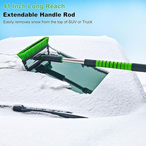 SEAAES 41 Inch Snow Brush and Ice Scraper with Squeegee, Extendable SUV Windshield Ice Scraper and Brush with Foam Grip for SUV Truck Jeep RV Auto Vehicle Window in Saudi Arabia