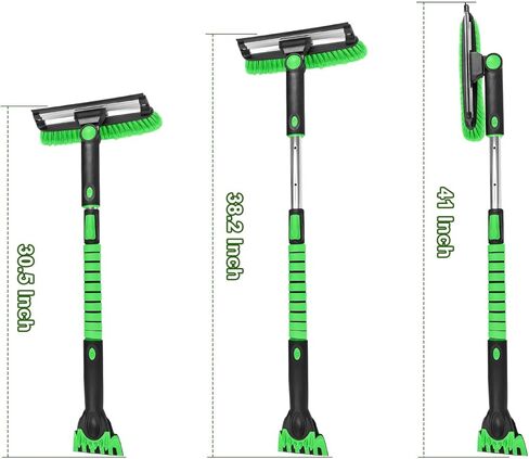 SEAAES 41 Inch Snow Brush and Ice Scraper with Squeegee, Extendable SUV Windshield Ice Scraper and Brush with Foam Grip for SUV Truck Jeep RV Auto Vehicle Window in Saudi Arabia