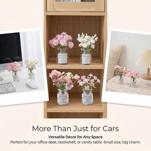 3 PCS Mini Glass Flowers Car Dashboard Decor, Jasmine Cherry Blossom Gypsophila Vase Decorations, Rear View Mirror Dashboard Ornaments, Car Interior Accessories for Women in Saudi Arabia