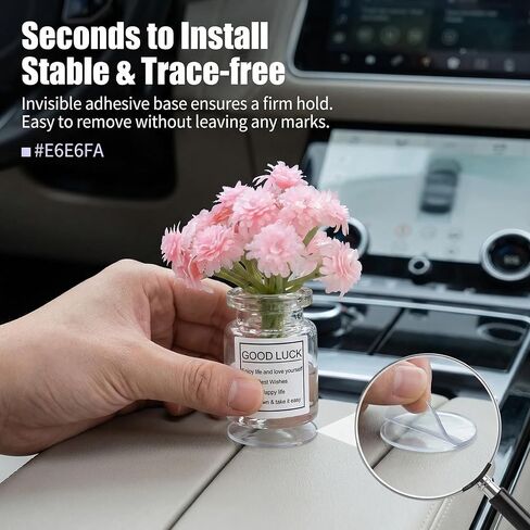 3 PCS Mini Glass Flowers Car Dashboard Decor, Jasmine Cherry Blossom Gypsophila Vase Decorations, Rear View Mirror Dashboard Ornaments, Car Interior Accessories for Women in Saudi Arabia