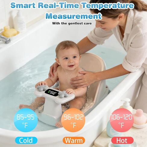 Baby Bath Seat for Babies 6 Months & Up - Bathtub Seats for Babies Sitting Up, Non-Slip,Smart Real-Time Temperature& 4 Suction Cups(Grey) in Saudi Arabia