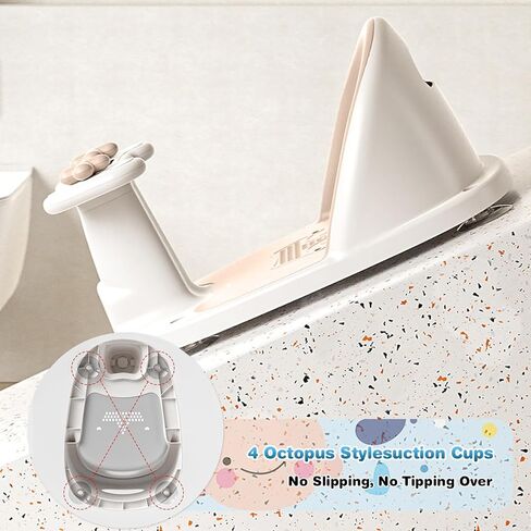 Baby Bath Seat for Babies 6 Months & Up - Bathtub Seats for Babies Sitting Up, Non-Slip,Smart Real-Time Temperature& 4 Suction Cups(Grey) in Saudi Arabia