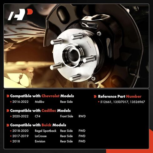 A-Premium Wheel Bearing and Hub Assembly with 5-Lug Compatible with Chevrolet Malibu 2016-2022 & Buick Lacrosse 2017-2019, Regal Sportback 2018-2020, Envision 2018 & Cadillac CT4 2020-2022 in Kuwait