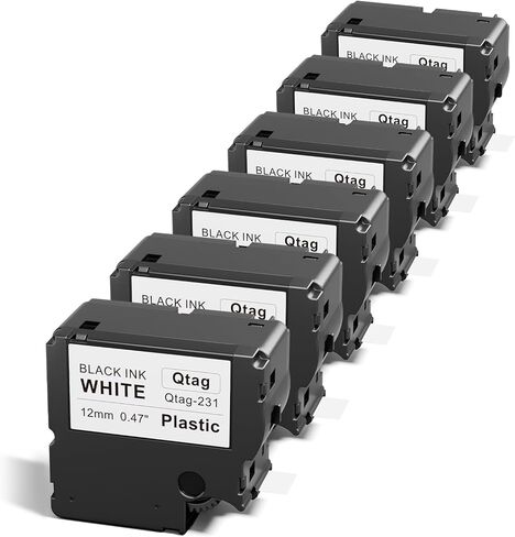 Replacement for Brother Btag Label Tape 12mm 0.47 Inch Btag-231 Btag231 Black on White Label Maker Tape Refills, Compatible with Brother P Touch PT-N10 PT-N20 PT-N25BT Label Makers, 12mm x 4m, 6-Pack in Kuwait