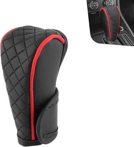 WZP Leather Car Gear Shift Knob Cover, Waterproof Anti-Slip Shifter Knob Cover, Universal Shift Knob Decoration Accessories for Cars,Trucks,SUVs (Black & Red) in Kuwait