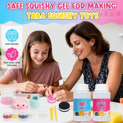 16 Pcs Taba Squishy Kit 64oz,1:1 AB Liquid Silicone Gel,FuFu Squishy Maker Kit with Mold,Silicone Rubber Squishy Toys for Stress Relief,Entertainment,Party Favors,Birthday in Saudi Arabia