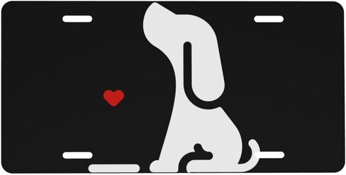 Dog Heart Front License Plate for Women Car Vanity Plates Decorative Aluminum Metal Cute Novelty License Plate Cover for Men 6x12 Inch (4 Holes) in Saudi Arabia