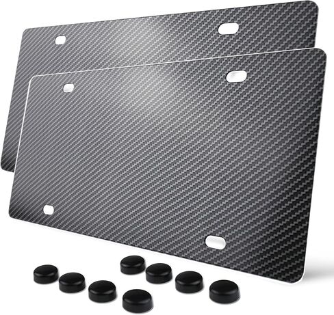 2pc Stainless Carbon Fiber Sublimation Aluminum Vanity Plate for Custom License Plate Blank with Caps in Kuwait
