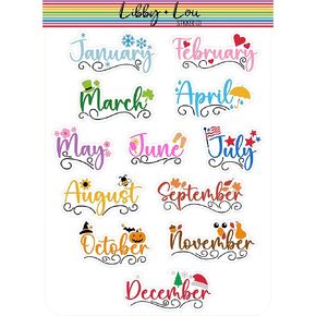 Libby and Lou Sticker Co Months of the Year Planner Sticker | Undated Planner | Matte | 5" x 7" Sheet in Saudi Arabia