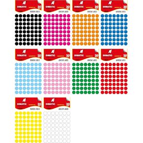 تسميات ترميز الألوان المستديرة Dimatic ½ بوصة | 6,720 ملصق دائري | 10 ألوان | نقاط التقشير والعصا | تنظيم المكاتب والمدرسة والحرف والمخزون in Kuwait