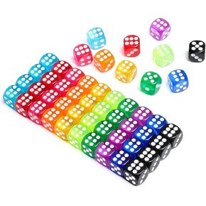 50 Pieces Colored 6 Sided 14mm Dice with White Color Pips for Board Games, Teaching, Learning, Rolling, Group Event, 10 in Saudi Arabia