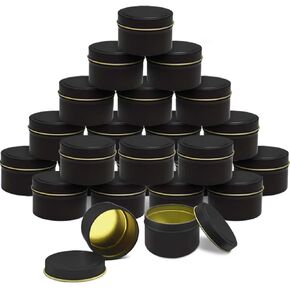 Bunhut Candle Tins 8 oz with Lids, 24 Pack Empty Candle Jars for Candle Making, Black Metal Candle Containers Bulk for DIY Projects, Home Decor, Gifts and Storage in Saudi Arabia