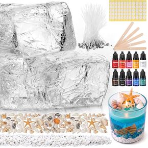Heigble 4.4 lb Gel Wax for Candle Making Candle Making Kit with Seashells Starfish Pebble Wick Stickers and Liquid Dye and Wooden Wick Device DIY Clear Jelly Make Candles DIY Supplies for Party in Saudi Arabia