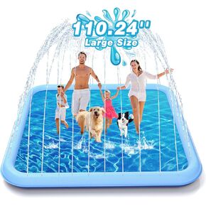 EPN Splash Pad, 127"- 90.5" Size Extra Large Sprinkler Play Mat for Dogs & Kids, Thicker Wading Pool Summer Outdoor Water Toys, Fun Backyard Fountain Play Pad for 3 Age+ Girls Boys Children & Pets in Saudi Arabia