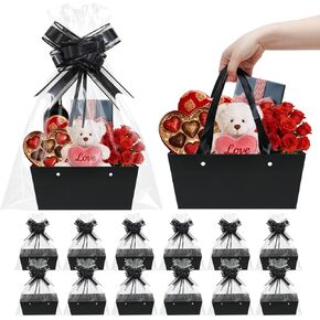 Surgifuly 12 Pack Baskets for Gifts Empty Bulk Kraft Empty Gift Basket Kit, Gift Bags With Handles DIY Kit for Packages Wrapping Wedding Party (Gold) in Kuwait