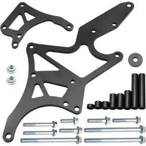 LS Engine Serpentine Relocation Bracket Kit - Anodized Steel Black Coated | 180° Alternator | Fit LS1-LS7 4.8/5.3/6.0/6.2L Truck SUV 1962-1981 Black. in Saudi Arabia