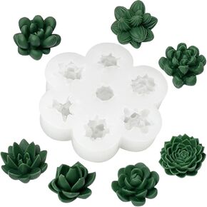 7-Cavity Succulent Mold Succulent Candle Mold Flower Resin Mold Silicone Soap Candle Making Mold for Scented Candles Soaps Cake Making, 1 Pc in Saudi Arabia
