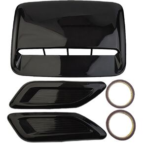 Glossy Black Car Air Flow Intake Hood Scoop Vent Bonnet Decorative Cover Set 3 Pieces ABS Plastic Enhances Style in Kuwait