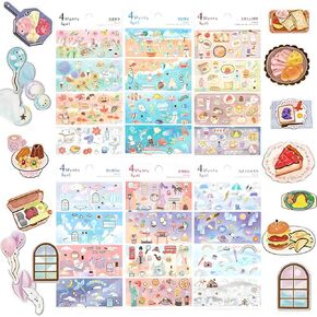 Beautiful Japanese Aesthetic Washi Stickers Set with Gold Foil 12 Sheets 6 Scenes and 6 Mini Stickers for Travel Food Ocean Seasonal and City Themes Perfect for Journals Scrapbooks and Planners in Saudi Arabia