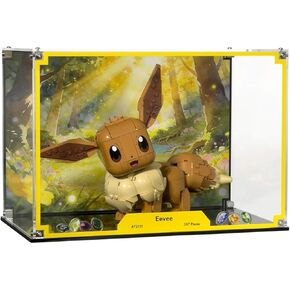 حافظة عرض متوافقة مع LEGO 72151 Eevee - واجهة عرض أكريليك شفافة مقاومة للغبار مع خلفية مطبوعة بالأشعة فوق البنفسجية لعشاق الألعاب - المجموعة غير متضمنة in Kuwait