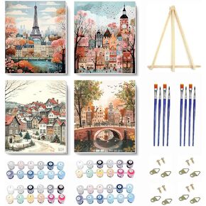 DYAIANGMU 4 Pack Book Paint by Numbers Kit for Adults Beginner,Flower Paint by Number Kits on Canvas for Adults Beginner,Digital Oil Painting Kits for Home Wall Decor 9.8X9.8 inch (with Frame) in Saudi Arabia