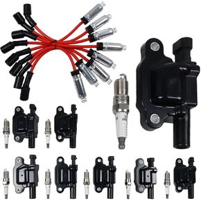 8 Pack UF413 Ignition Coils and Spark Plug Wires Set Fit for 2005-2020 GMC Chevy Silverado Suburban Tahoe, 2006-2015 Cadillac Escalade, 2006-2009 Buick, 2005-2009 Pontiac Saab in Saudi Arabia