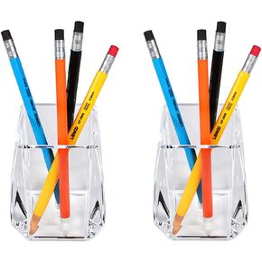 COM. TOP - Acrylic Pen Holder, Clear Desk Pen Cup, Office Supplies, Stationery Organizer, Makeup Brush Holder in Saudi Arabia