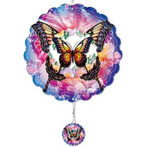 Wind Spinner Butterfly - 12In Laser Cut Stainless Steel Wind Spinners Outdoor, 3D Kinetic Hanging Sculpture, Rustproof Metal Garden Decor Yard Art, Unique Gift for Women, Men, Holidays in Kuwait