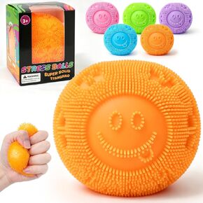 Fuzz Ball Squishy Stress Ball ，Fuzzball Squishy，Soft Fidget Toy for Anxiety Relief, Sensory Squishy Ball Calming Tactile Grip for Soft Stress Relief Ball for Kids and Adults (Blue) in Saudi Arabia