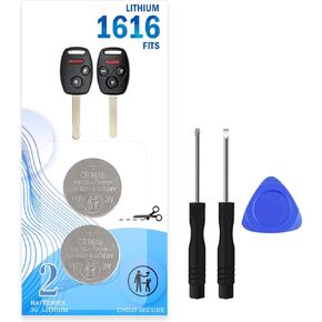 2Pack CR1616 Key Fob Battery for Honda Civic 06-13,Accord 03-13,CRV 05-13,Pilot 05-15,Odyssey 05-17,Fit 07-14 - Car Key Battery Replacement Kit with Opening Tool & Easy Video Guide in Saudi Arabia