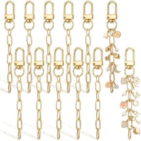 10Pcs Gold Keychain Making Kit DIY Bag Charm Kit Snap Hook Lobster Claw Clasps and Extender Chain Gold Metal Keychain Clips with Key Ring Bulk for Jewelry Bags Accessories Handbag Purses in Kuwait