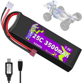 7.4V 3500mAh Battery with T Plug LiPo Battery25C ( Burst 70C) ,Fit for WLTYOS 104001 144010 144001 124007 124016 124017 124018 124019 MJX 14301 14209 H16PL M161 RC Four-Wheel Drive Off-Road Vehicle in Saudi Arabia