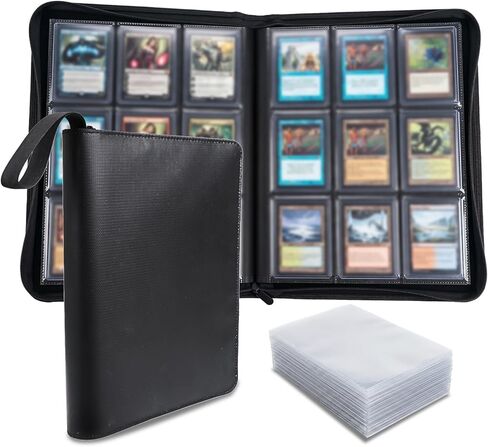 Rempry 9 Pocket Card Binder, 30 Double Sided Pages Card Album with Zipper, Holds 540 Cards, Include 9 Rigid Sleeves & 100 Soft Sleeves in Saudi Arabia