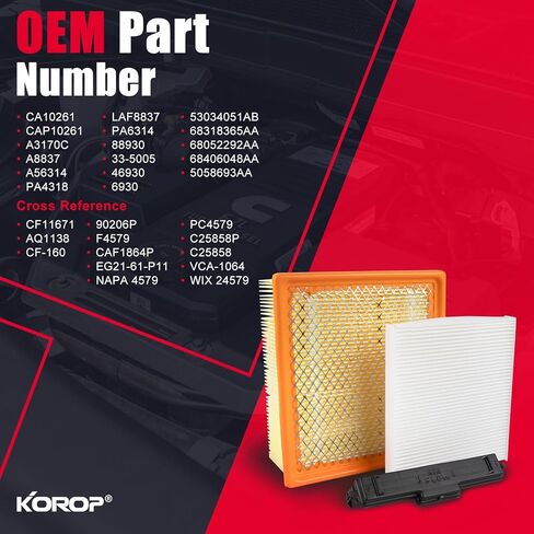6.7 Cummins Diesel Engine Air Filter and Cabin Air Filter Compatible with 2007-2025 Dodge Ram 2500 3500 4500 5500 or 2019-2025 Ram 6.4L Gasoline Engine Replaces 53034051AB CA10261 in Kuwait