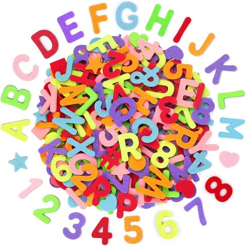 686 Pcs Felt Letters, Felt Letters Stickers Self Adhesive Alphabet Numbers & Shapes Sticker Letters for Kids DIY Crafts Art Fabric Scrapbook Supplies Preschool Classroom Party Decoration (7 Colors) in Saudi Arabia