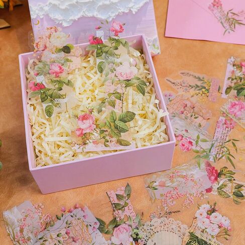 170PCS Scrapbook Stickers Flower Stickers for Scrapbooking Vintage Scrapbook Supplies Junk Journal Supplies Transparent Clear Floral Sticker Bullet Journal Sticker Paper for Adults Kids Women in Saudi Arabia