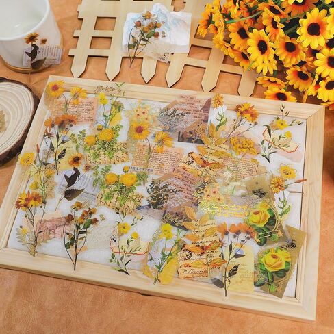 170PCS Scrapbook Stickers Flower Stickers for Scrapbooking Vintage Scrapbook Supplies Junk Journal Supplies Transparent Clear Floral Sticker Bullet Journal Sticker Paper for Adults Kids Women in Saudi Arabia