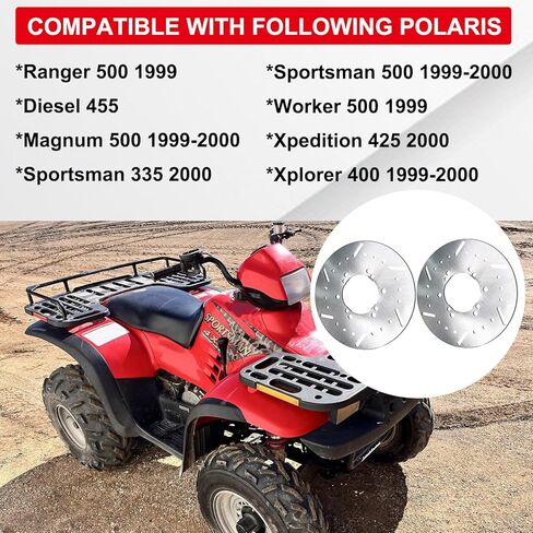 2 حزمة من أقراص الفرامل الأمامية الدوارة المتوافقة مع Polaris Sportsman 335 500 Ranger 500 Magnum 500 Diesel 455 Worker 500 Xpedition 425 Xplorer 400 1999-2000 OEM # 5242935 in Kuwait