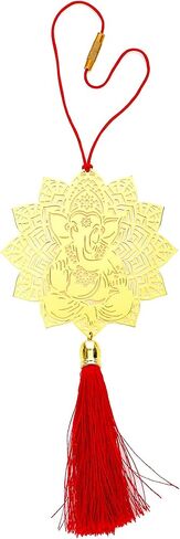 Adoraa Lotus Ganesha Car Rear View Mirror Décor in brass, Ganesh Ji Rear View Mirror Car Hanging Ornament/Car Pendant/Amulet for car, Perfect Car Charm/Accessories in Saudi Arabia