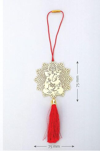 Adoraa Lotus Ganesha Car Rear View Mirror Décor in brass, Ganesh Ji Rear View Mirror Car Hanging Ornament/Car Pendant/Amulet for car, Perfect Car Charm/Accessories in Saudi Arabia