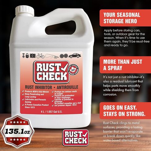Rust Check Rust Inhibitor 1044 - Deep Penetrating Rust and Corrosion Control for Metal Surfaces - Designed to Flow into Tight Seams, and Hidden Areas on Automotive Panels, Frames, and Parts - 1 Gal. in Kuwait